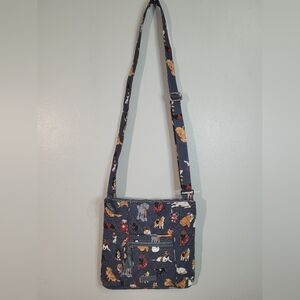Vera Bradley Hipster Crossbody Purse Bag Holiday Dogs Pattern